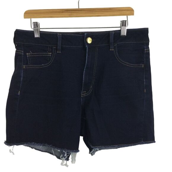 American Eagle Outfitters Womens Hi-Rise Shortie Denim Shorts Dark Blue Size 14 - Picture 1 of 8